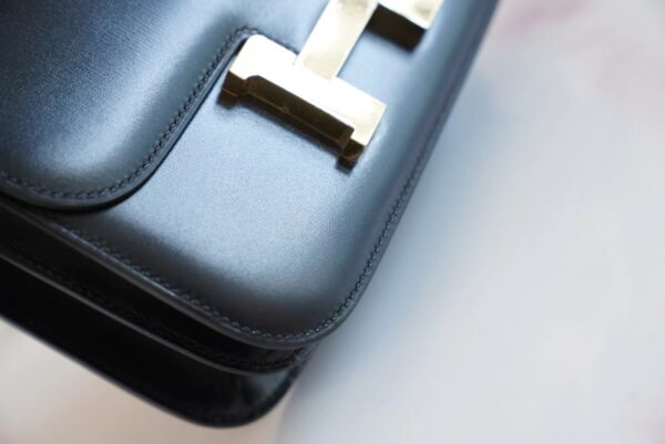 40e10a52cf44140 Full Handmade Hermes Constance Bag19CM CK89 Black Box Leather Gold Hardware