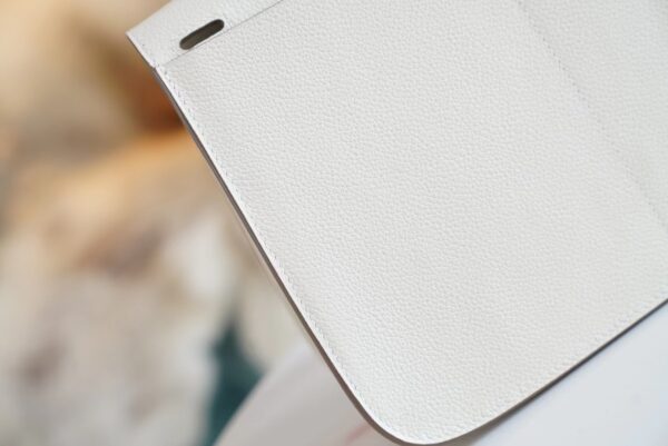 413b72e83a043dd Full Handmade Hermes Halzan 25CM 01 Blanc Evercolor Leather Silver Hardware