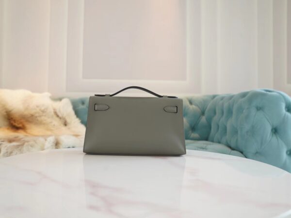41750091eaa27f4 God Factory Bags Factory Hermes 0L Gris Meyer Swift Leather Kelly Pochette22cm Silver Hardware
