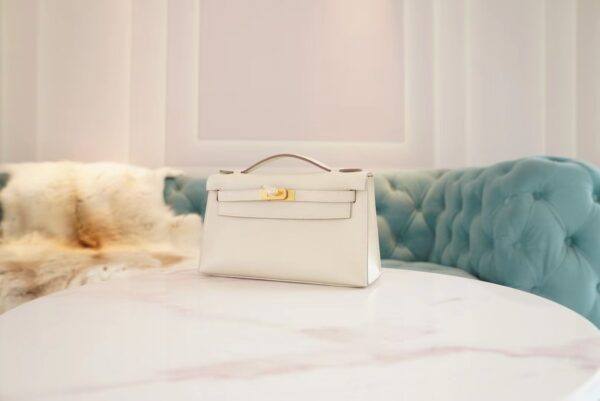 41756a4849ebc51 God Factory Bags Hermes Kelly Pochette22cm CK10 Craie Swift Leather Gold Hardware