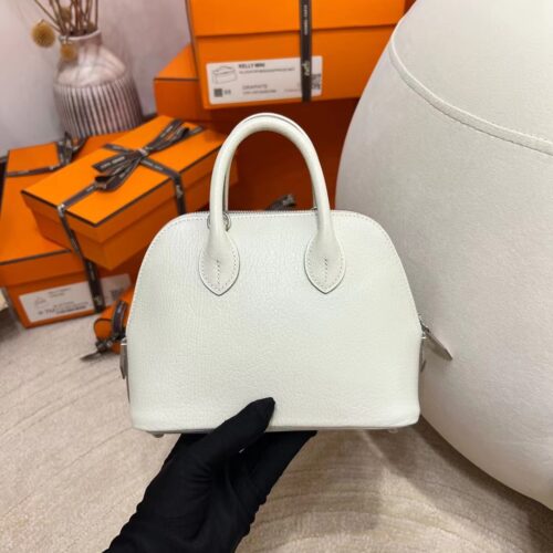 Qatar Doha Hermes Mini Bolide 18 Chevre Leather 10 Craie Silver Hardware