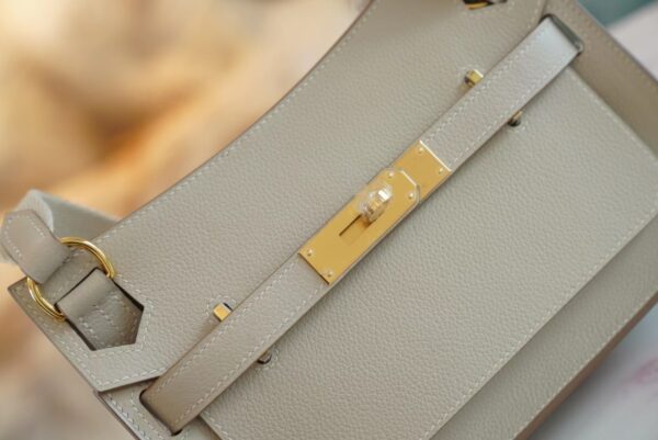 4338c09c32a9933 God Factory Bags Factory Hermes 8L Beton Jypsiere Mini 23CM Evercolor Leather Gold Hardware