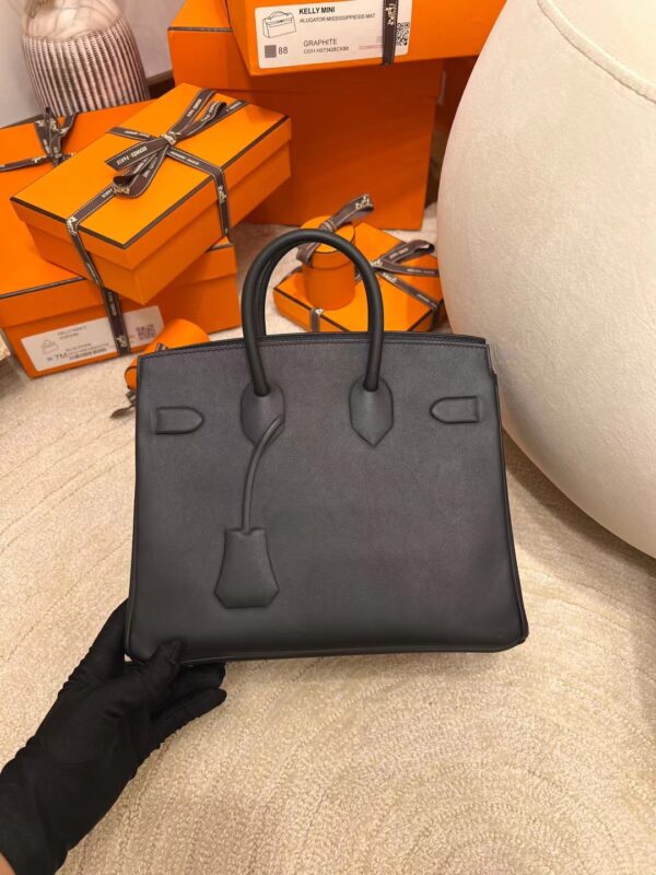 4347a17769bb196 USA Washington Hermes Birkin Shadow 25CM Swift 89 Noir Silver Hardware