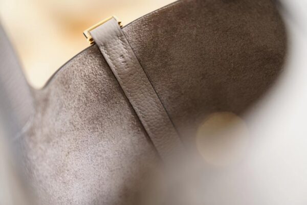 436510b02937158 Wholesale Hermes Picotin18CM M8 Gris Asphalt TM Leather Tote Bag Gold Hardware