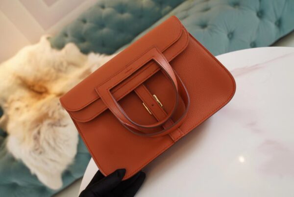 4390cfdda389758-1-1 Discount Hermes Halzan25CM 36 Brique Evercolor Leather Silver Hardware