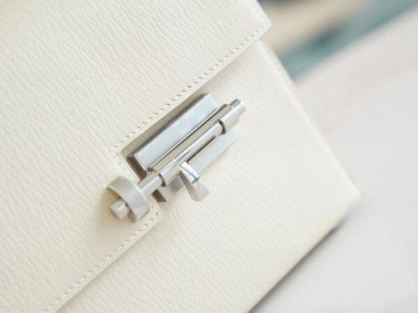 4487657a5fe95d1 Stock Hermes Verrou Mini C10 Craie Chevre Leather Crossbody Bag Silver Hardware