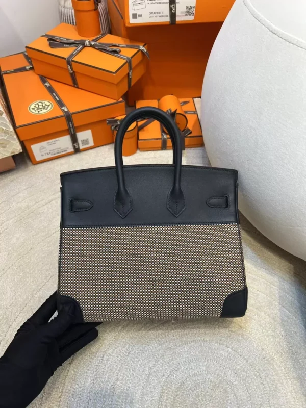 44d9bb7e2c3d963-1-jpg Hermes Boutique Birkin 25CM 89 Noir Toile Canvas/ Swift Leather Silver Hardware