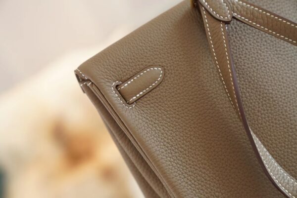 454d7b743b6c909 New God Factory Bags Hermes C18 Gris Etoupe Clemence Leather Kelly Ado Backpack22cm Gold Hardware