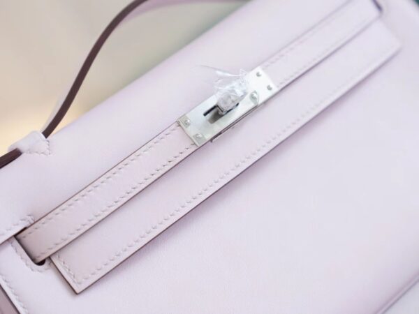46810de65f891dd Sale Hermes Mini Kelly Pochette22cm 09 Mauve Pale Swift Leather Silver Hardware