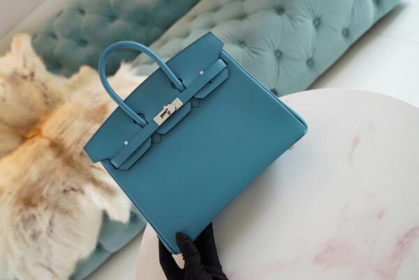 4699bc9744db2a5 Fashion Hermes Birkin 25CM Epsom 7B Turquoise Silver Hardware