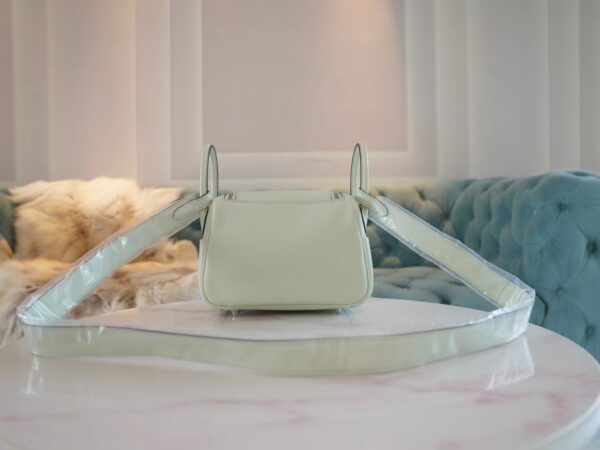 46dbdbd617db6f7 Full Handmade Hermes Mini Lindy 19CM 0S Vert Fizz Swift Silver Hardware