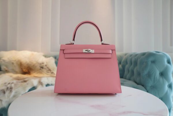 46ee8162f5f4203-1 God Factory Bags Factory Hermes Kelly 25CM 1Q Rose Confetti Epsom Leather Silver Hardware