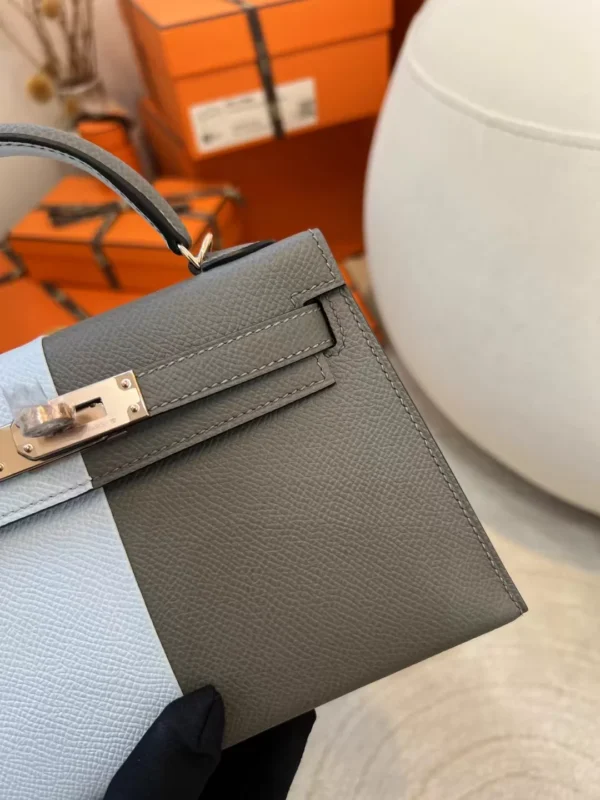 4709373f23d9144-jpg USA Washington Hermes Epsom Mini Kelly 19CM 0L Gris Meyer/ T0 Blue Brume Gold Hardware