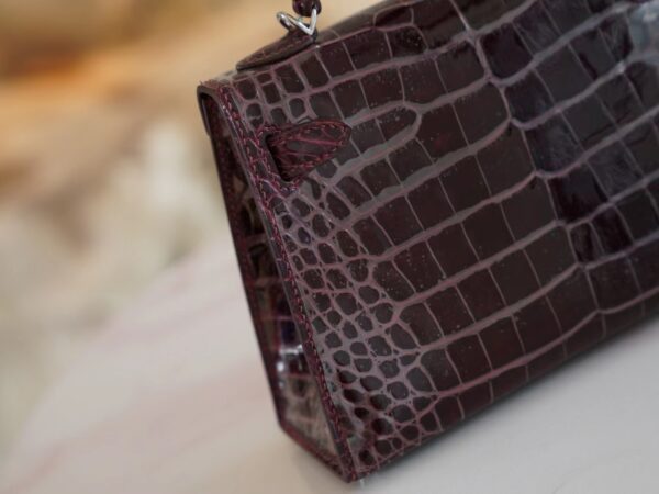 479beaabf527ef2 Hermes Mini Kelly 19CM HCP Shiny Alligator 57 Bordeaux Silver Hardware