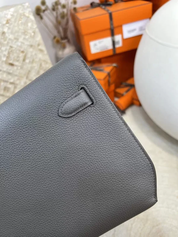 47bde054b4c6cd4-jpg New Arrival 8F Etain Epsom Leather Kelly Depeches 25CM Silver Hardware