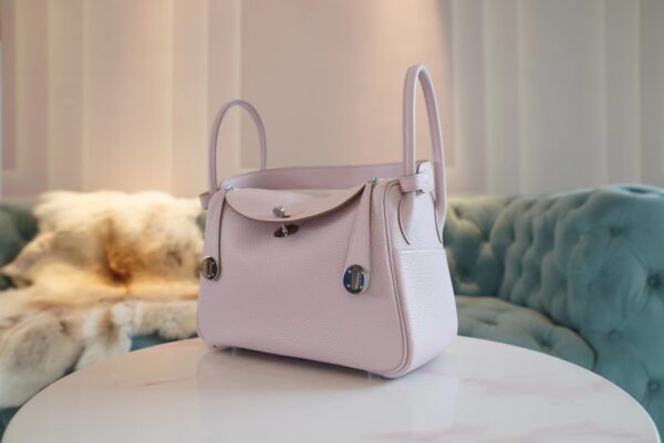 490d31d50548a16 New Arrival Hermes Lindy 26CM 09 Mauve Pale Clemence Leather Silver Hardware