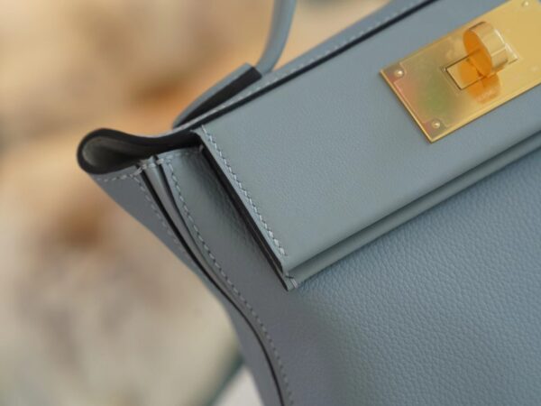 49b1e7592cf7e9b New Hermes Evercolor Mini Kelly 2424 Blue Lin / Gris Mouette Inner Gold Hardware