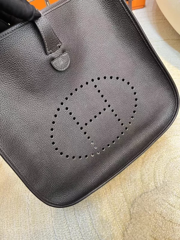 49bc0bf0c902441-jpg Hermes Boutique Barenia Leather Evelyne 29CM 46 Ebene Silver Hardware