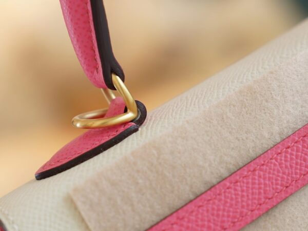 49f562280364a4b Handmade Hermes Kelly Sellier 25CM Epsom CK10 Craie/ 8W Rose Azalee Brush Gold Hardware