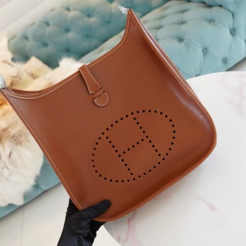 Hermes Factory Evelyne 29CM Barenia Leather Fauve Silver Hardware