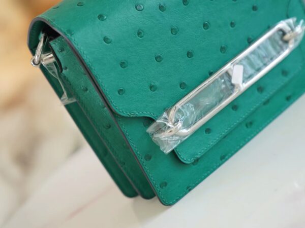 4b08fa86366aeb5 Sale God Factory Bags Hermes Roulis Mini18cm U4 Vert Vertigo KK Ostrich Leather Silver Hardware