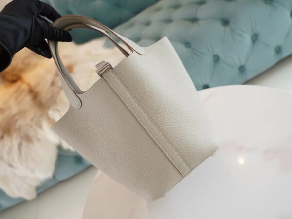 4b193d40fff7ab4 God Factory Bags Factory Hermes Clemence Picotin 18CM CK80 Gris Pearl Silver Hardware