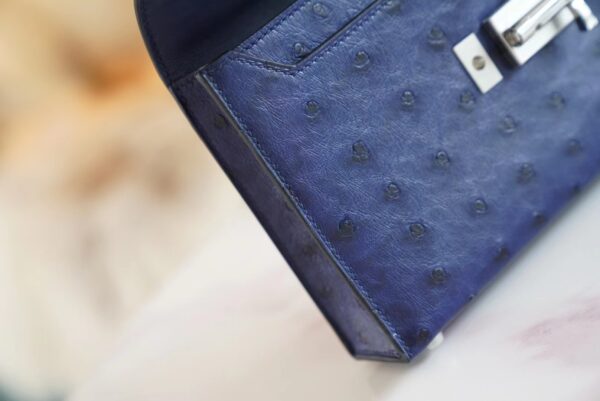 4c3ce0b81ccac19 Stock Hermes Verrou Mini17CM Shoulder Bag Blue Iris KK Ostrich Skin Silver Hardware