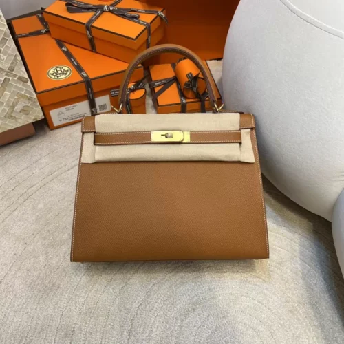 UK London Hermes 37 Gold Epsom Kelly Sellier 28CM Gold Hardware