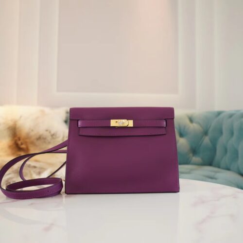 【God Factory Bags】Handmade Hermes Kelly Danse 22CM P9 Anemone Evercolor Leather