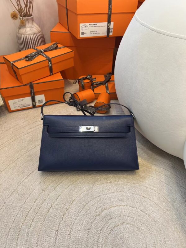 4d615e48bb4ac17-1 Taiwan Hermes Kelly Elan Chevre Leather Blue Saphir Silver Hardware