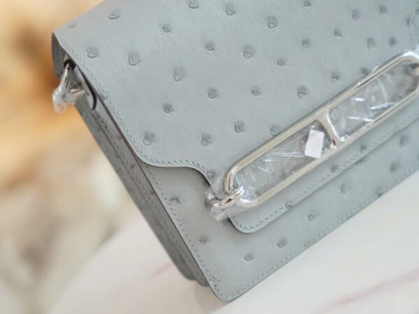 4d794d1011d8f28 Discount Hermes Roulis Mini18cm 8U Blue Glacier South Africa KK Ostrich Leather