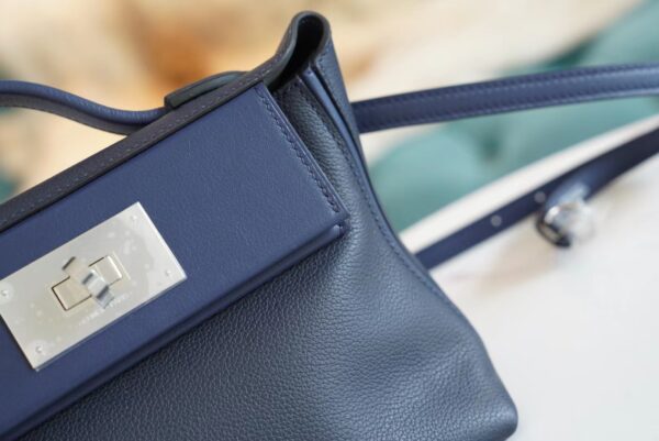 4daf27a4b045320 New God Factory Bags Hermes Mini Kelly 24/24 Blue Navy&2ZBlue Nuit Evercolor Leather Silver Hardware