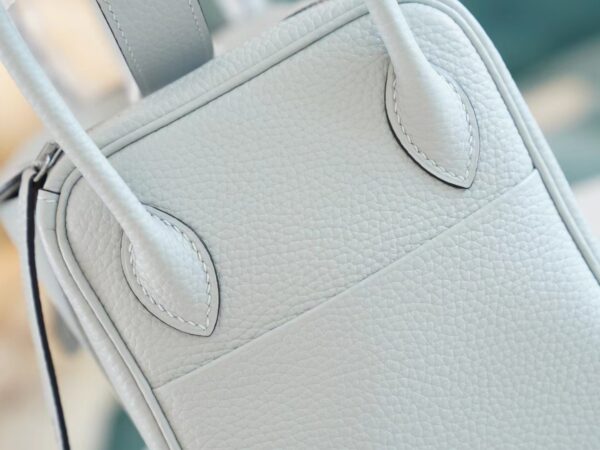 4e5f4f7e445d5bd Hand Stitch Hermes 08 Blue Pale Clemence Leather Lindy Bag26CM Silver Hardware