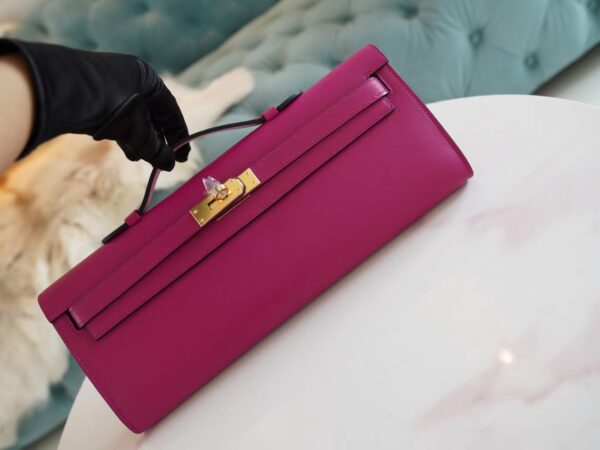 4e8db8da84fe046-1 God Factory Bags Hermes Swift Leather Kelly Cut 31CM L3 Rose Purple Gold Hardware
