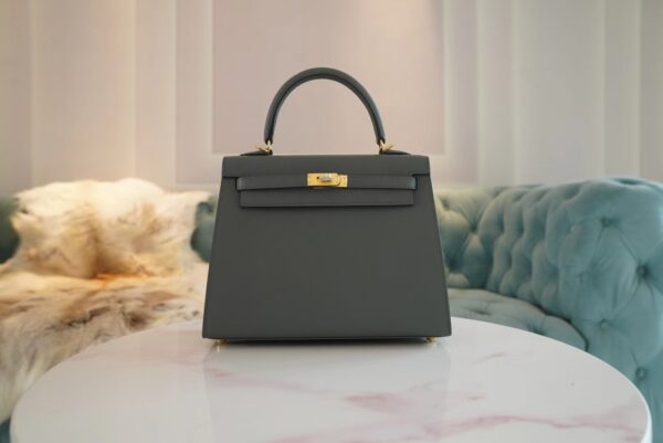 4f26793b1ac4d9e-1 Full Handmade Hermes CK63 Vert Amande Kelly 25CM Epsom Leather Gold Hardware