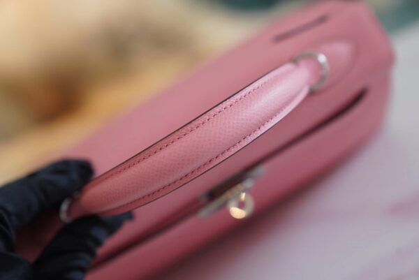 512c89dcd930296 God Factory Bags Factory Hermes Kelly 25CM 1Q Rose Confetti Epsom Leather Silver Hardware