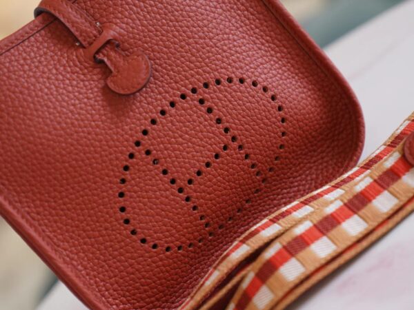 5155f688b04c8f2 God Factory Bags Factory Hermes Clemence Evelyne Mini 16CM 5F Potiron Silver Hardware
