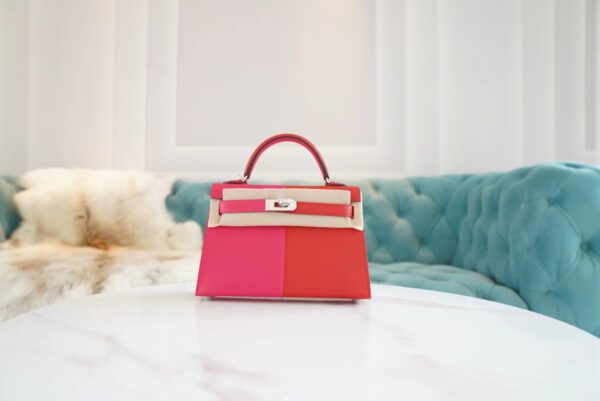 518e95406f8aff3-1 God Factory Bags Hermes Mini Kelly II 19CM Three Colors Epsom Leather Silver Hardware