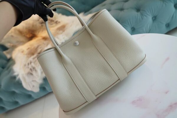 51ac4ac0b03b8d8 Full Handmade Hermes 8L Beton Garden Party 30CM TC Leather Silver Hardware