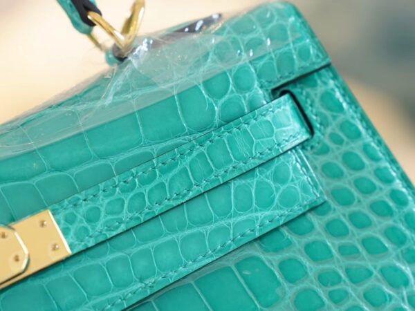 51ce19bb264c629 God Factory Bags Hermes Kelly Sellier 25CM O6 Vert Jade HCP Shiny Alligator Gold Hardware
