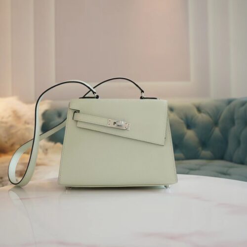 Fashion Hermes Kelly II Sellier En Desordre 20 0S Vert Fizz Epsom Silver Hardware