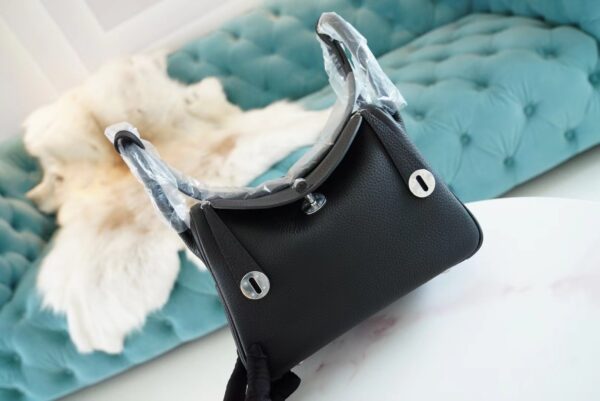 52e0a296bc7e49b-1 God Factory Bags Factory Hermes CK89 Black Clemence Leather Lindy26CM Silver Hardware