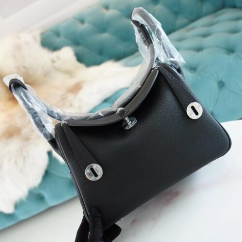 God Factory Bags Factory Hermes CK89 Black Clemence Leather Lindy26CM Silver Hardware