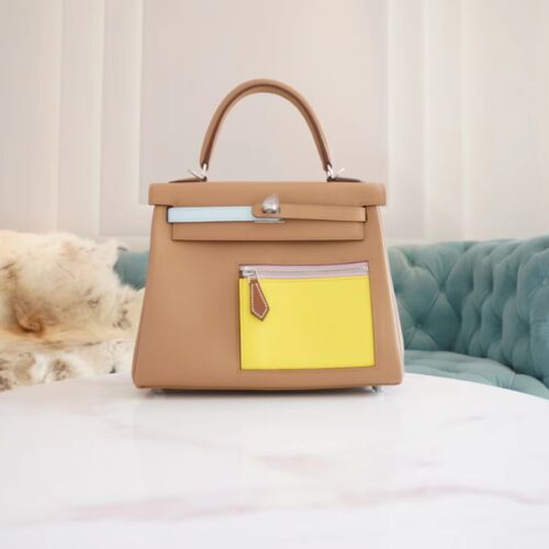 God Factory Bags Hermes Kelly25CM Colormatic Three Colors Swift Leather Silver Hardware