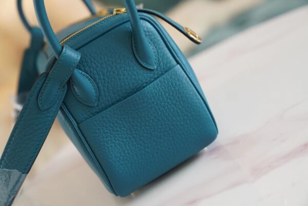 532e4682e22869c Full Handmade Hermes W0 Bosphore Clemence Leather Mini Lindy19CM Gold Hardware