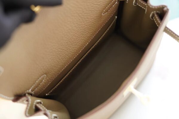 539bf3735973dd1 New God Factory Bags Hermes C18 Gris Etoupe Clemence Leather Kelly Ado Backpack22cm Gold Hardware