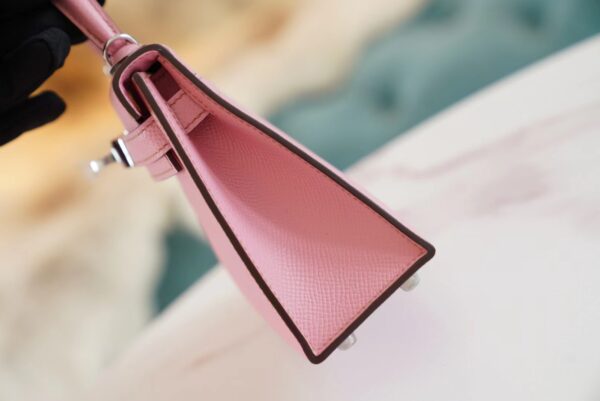 53f403ab761e423 【God Factory Bags】Hermes 5P Rose Mini Kelly 19CM Epsom Leather Silver Hardware