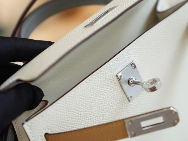 549da233ac58e66 God Factory Bags Factory Hermes Mini Kelly II 19CM I2 Nata/0L Gris Meyer/0M Chai Epsom Leather