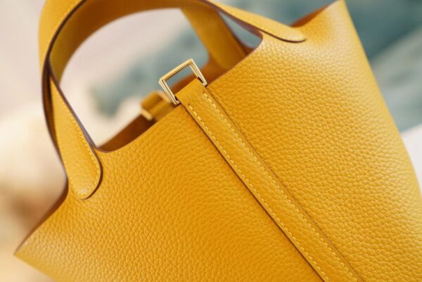 54cb5f343ff1d27 God Factory Bags Factory Hermes Picotin Bag18CM 9D Amber Clemence Leather Silver Hardware