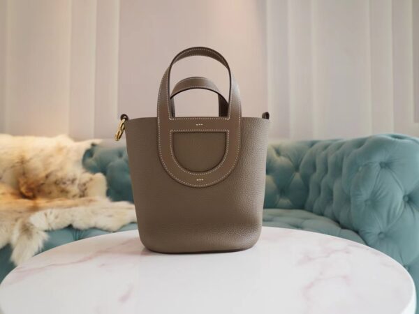 55f391099869d6c God Factory Bags Hermes In The Loop18CM CK18 Etoupe Clemence Leather Gold Hardware